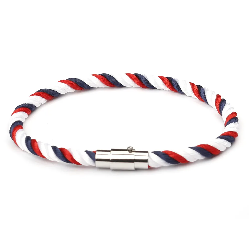 Woven Nylon Rope Bracelet With Copper Magnetic Clasp Handmade Twisted Cord Wristband Jewelry For Men Women