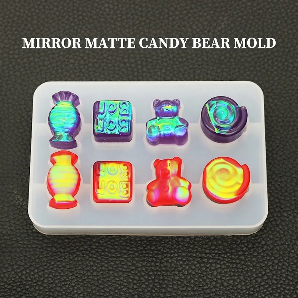 DIY Crystal Epoxy Resin Silicone Mold Mirror Frosted Bear Candy Shape Jewelry Pendant Handmade Crafting Tool