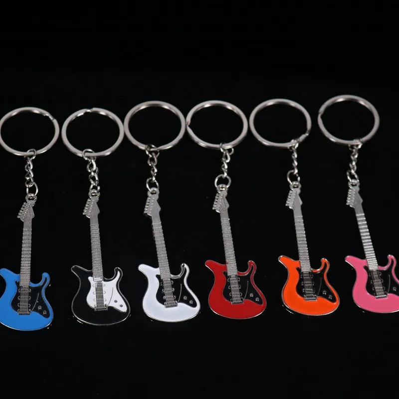 Llavero De Mini Guitarra Eléctrica De Aleación De Zinc Colgante De Instrumento Colorido Regalo Musical Creativo