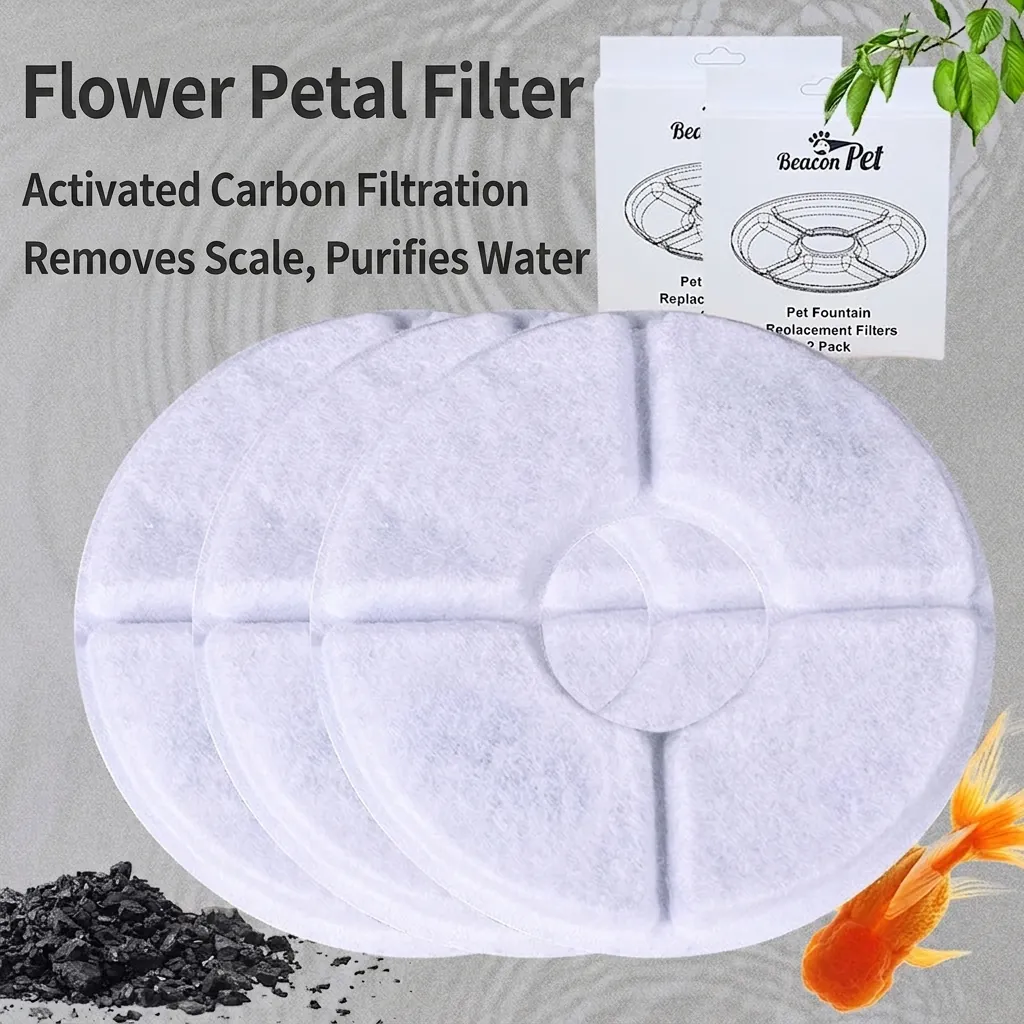 Pet Water Fountain Replacement Filter Activated Carbon And Cotton Round Purifying Water Dispenser Accessory For Cats Dogs