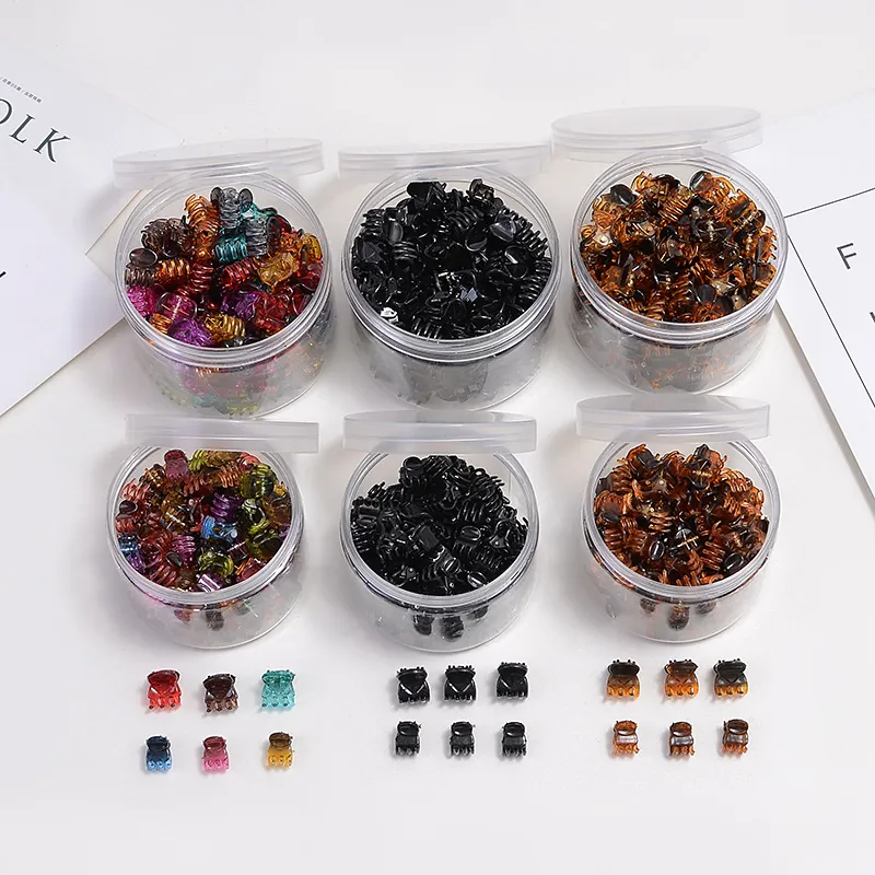 Mini Pinze per Capelli Stile Coreano per Bambini e Donne in Plastica Resina Piccoli Fermagli Geometrici Multicolore Nero Accessori Capelli