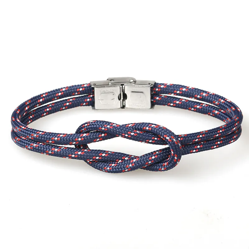 Nautical Parachute Cord Bracelet With Stainless Steel Interlocking Buckle Sailors Knot Casual Retro Couple Hand Rope Jewelry