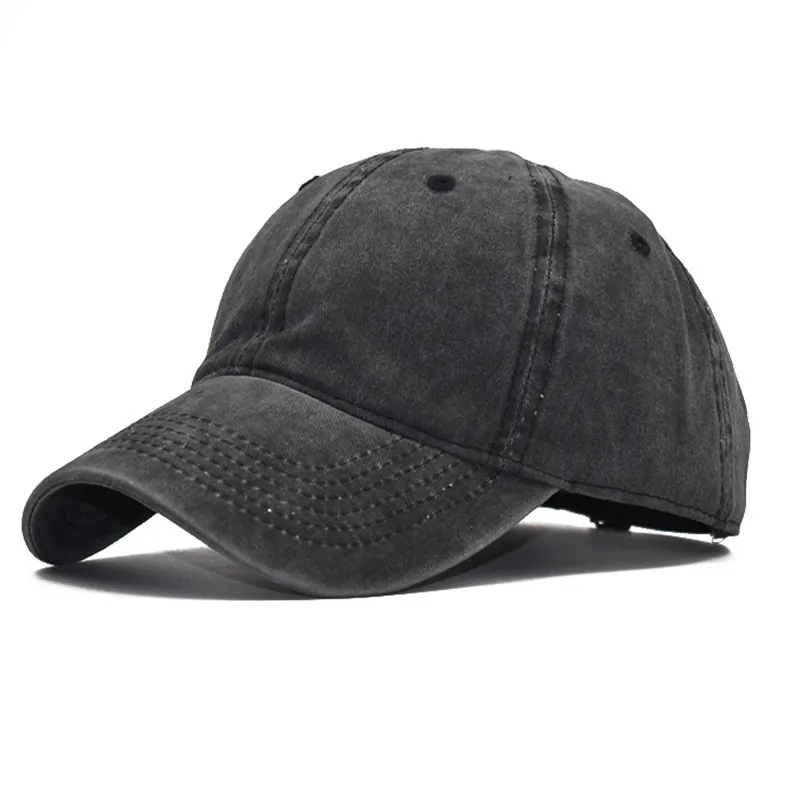 Washed Cotton Baseball Cap Retro Solid Color Adjustable Sun Protection Hat For Kids Boys Girls