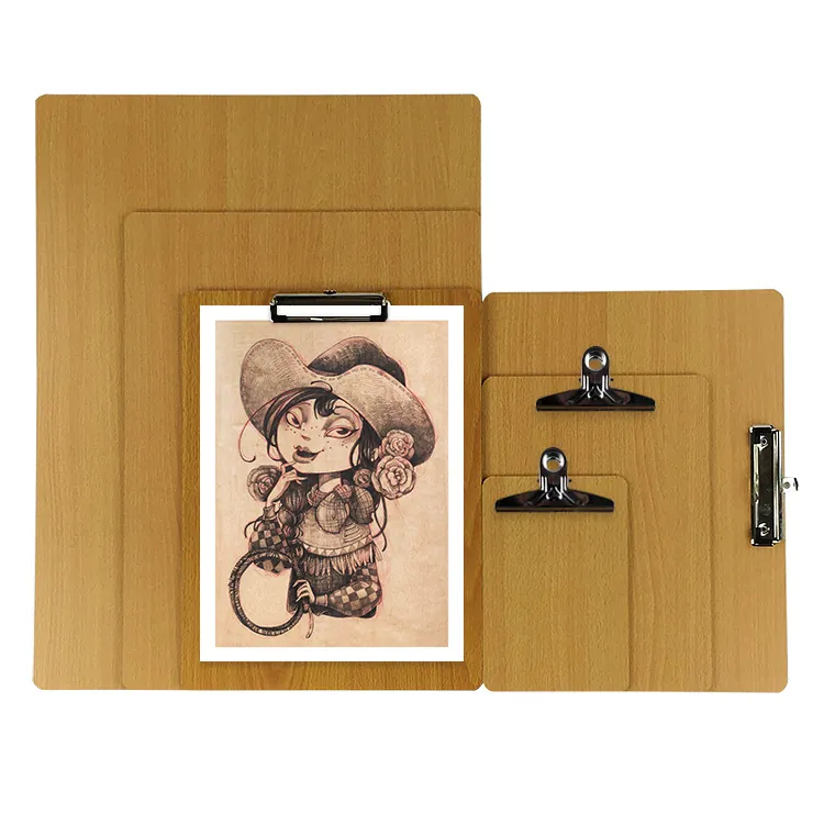 A4 A3 A5 Wooden Clipboard With Metal Clip Wood Grain Writing Pad For Office School Medical Recording And Drawing