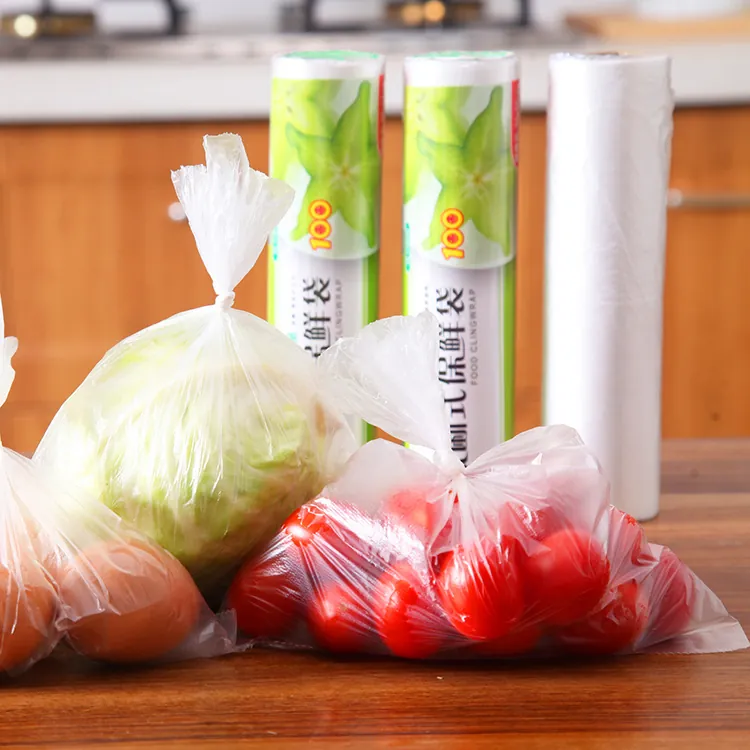 Disposable PE Food Storage Bags Perforated Fresh-keeping Roll For Kitchen Refrigerator Frozen Vegetable Fruit Meat Clear Plastic