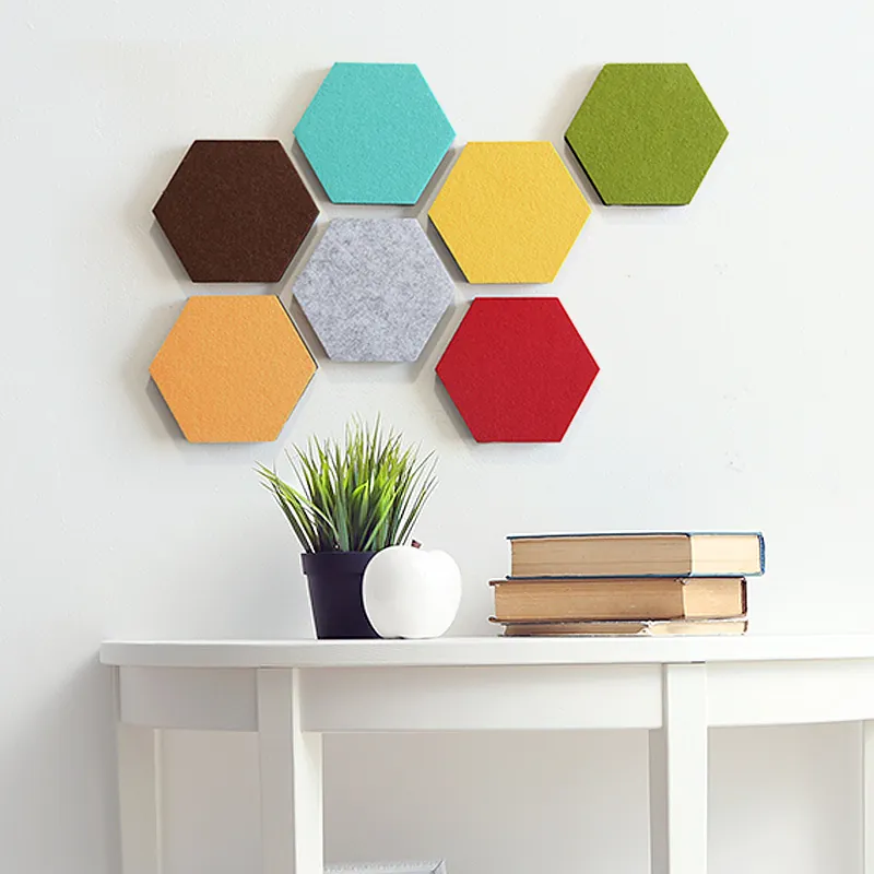 Hexagon Felt Wall Stickers Self Adhesive Bulletin Message Board Photo Background Home Office Decoration