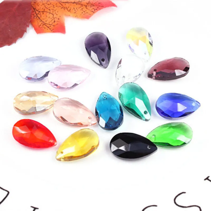 Faceted Glass Waterdrop Pendants Crystal Loose Beads For DIY Jewelry Making Accessories Elegant Clear Colorful Charms