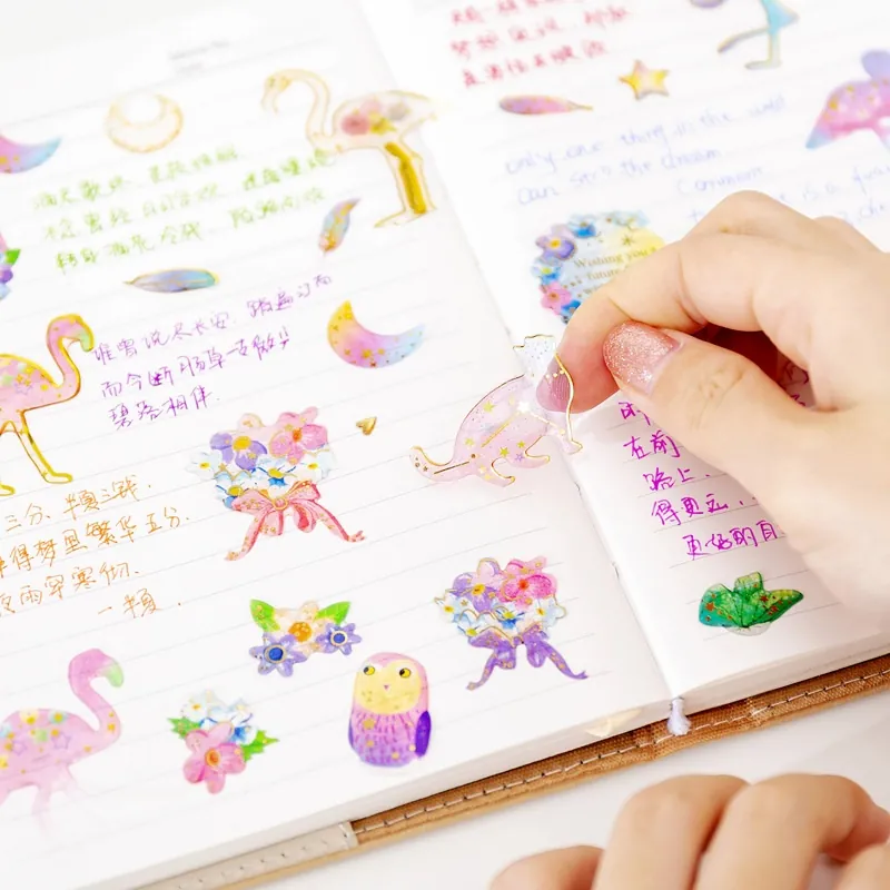 3D Gold Stamping Crystal Epoxy Stickers Dreamy Fresh Style Decorative DIY Decals For Scrapbooking Diary Journal Album