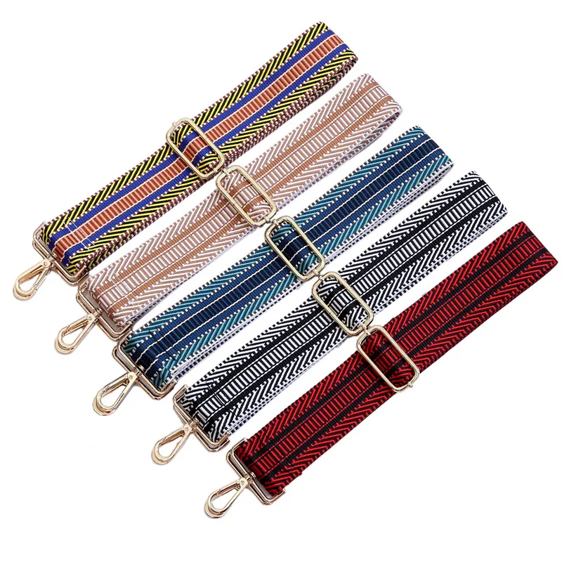 Tracolla Larga Regolabile Tessuto Intrecciato Colorato Sostituzione Cintura Spalla Crossbody Stile Boho Etnico Geometrico