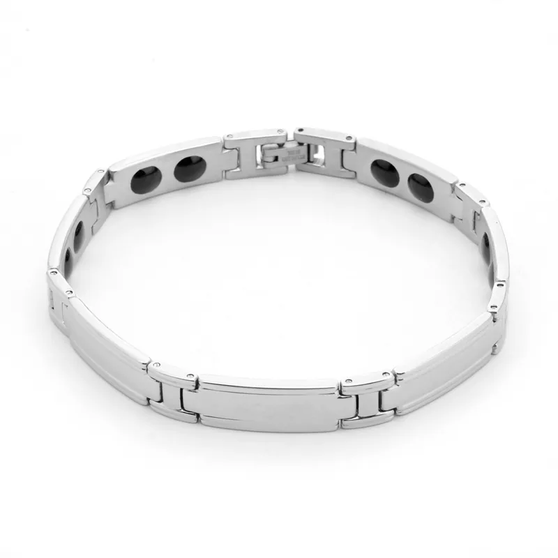 Bracciale in Acciaio al Titanio per Magnetoterapia di Moda Colore Argento Magnete Energetico per Coppie Gioielli Unisex