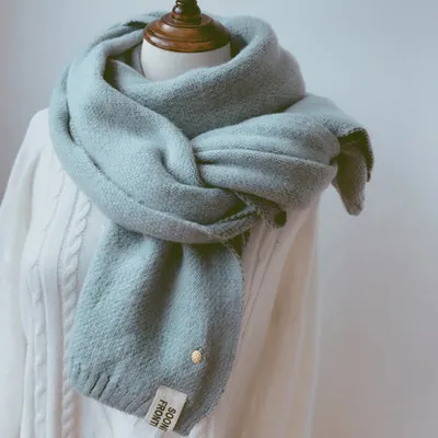 Écharpe en Tricot d'Acrylique avec Broderie d'Ananas pour Femmes Automne Hiver Douce Chaude Épaisse Style Coréen Écharpe à Glands