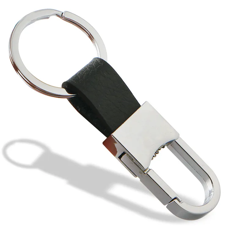 Elegant Men Business Keychain Metal Zinc Alloy And Leather Car Keyring Hook Accessory