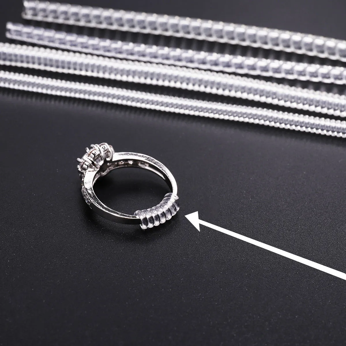 Invisible Ring Size Adjuster Transparent Spiral Soft Silicone For Loose Rings Sizing Tool Jewelry Maintenance Accessory