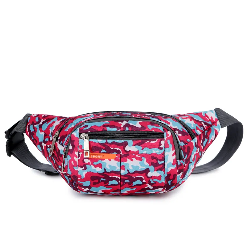 Outdoor Sports Waist Bag Camouflage Waterproof Nylon Fanny Pack Multi Zipper Pocket Belt Pouch Phone Bag For Men