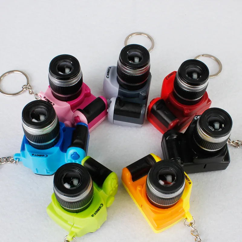 Mini SLR Camera Keychain With LED Light And Sound Effects Portable Plastic Keyring For Bag Pendant Charm Accessory