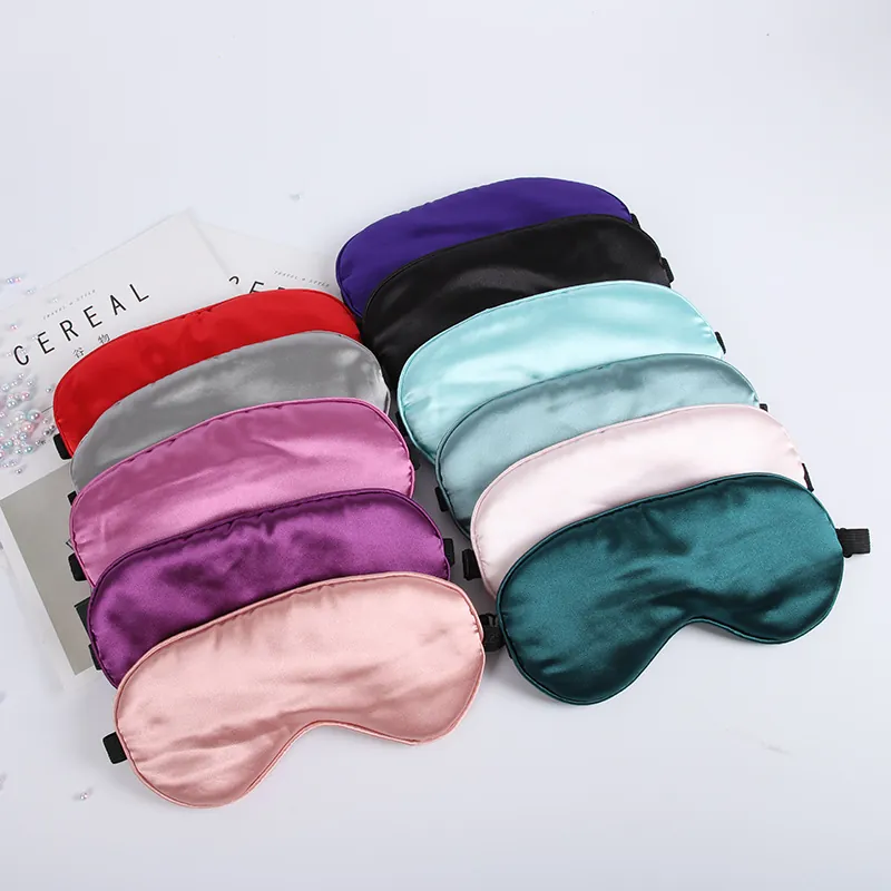 Satin Sleep Eye Mask Blackout Blindfold Soft Smooth Faux Satin Cover For Sleeping Travel Office Nap Adjustable Strap