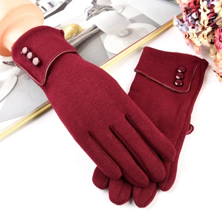 Damen Winter Warme Handschuhe Fleece Gefüttert Strick Wildlederoptik Touchscreen Outdoor Radfahren Fahren Mode Knopf Schleife