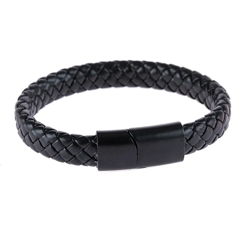 Bracciale In Pelle Intrecciata Da Uomo Con Chiusura In Metallo Magnetico Stile Vintage Gioielli Casual Retrò