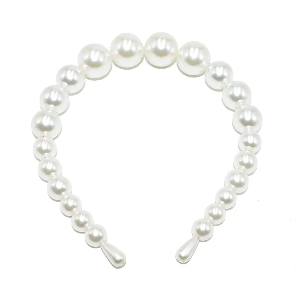 Elegant Artificial Pearl Headband Hair Hoop Faux Artificial Pearl Gradient Size Handmade Bridal Wedding Party Daily Hair Accessories For Women