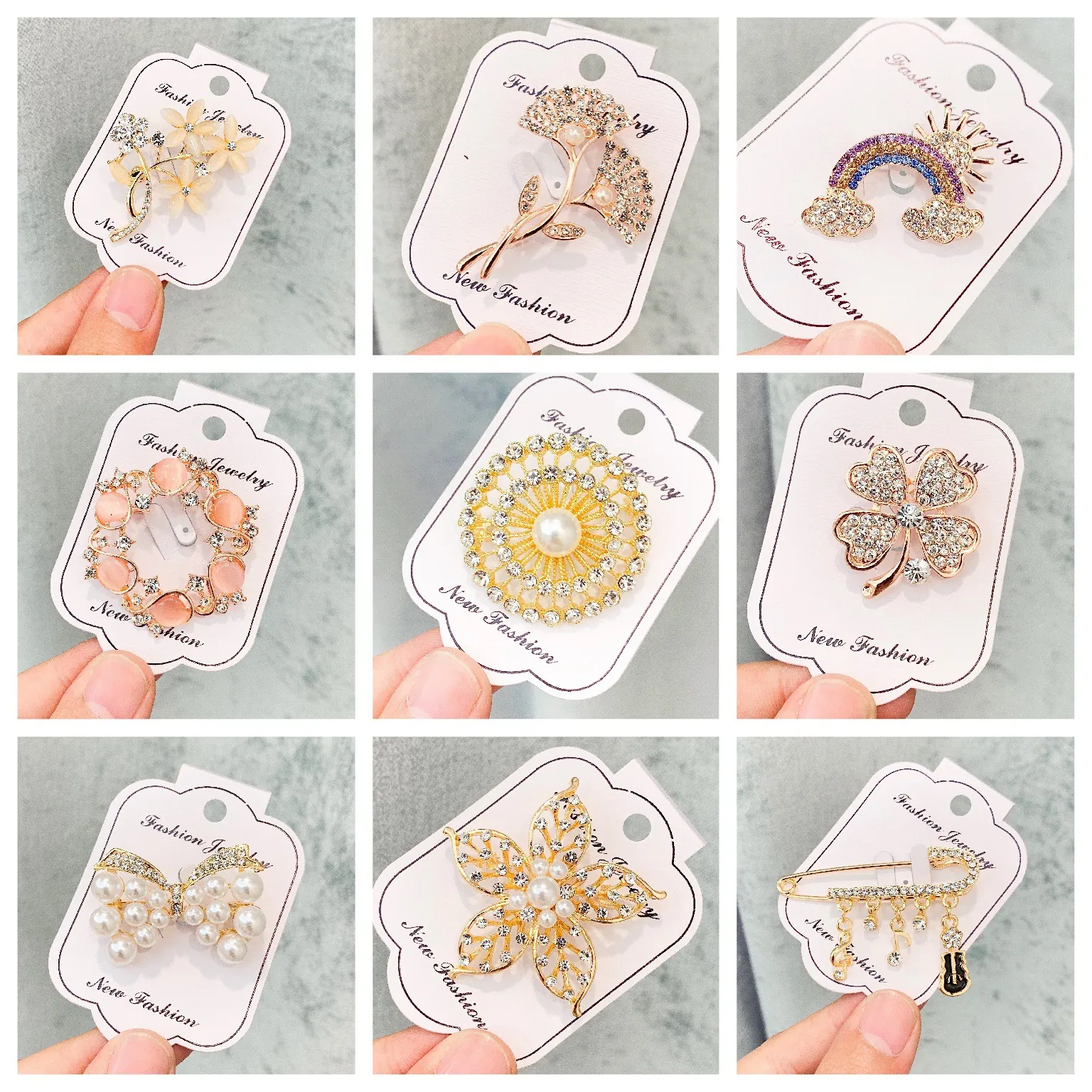 Broche Mode Épingle Alliage Strass Künstliche Perle Fleur Animal Forme Bijou Élégant Accessoire Pour Femmes Cadeau