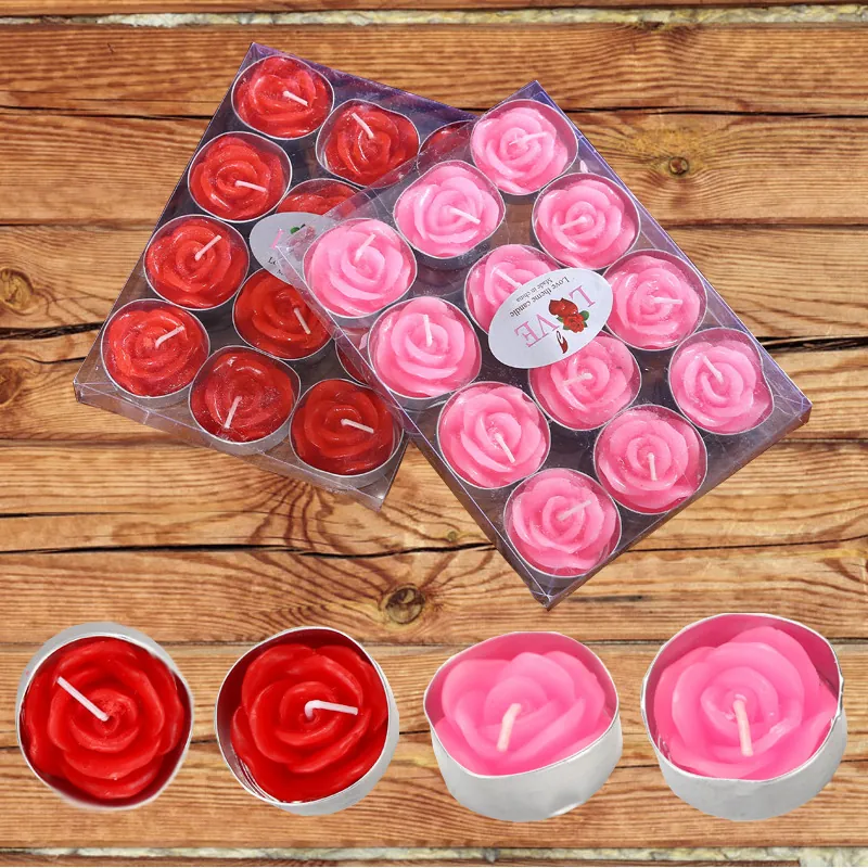 Candele Tealight A Forma Di Rosa Cera Senza Fumo Base In Alluminio Decorazione Romantica San Valentino Matrimonio Proposta