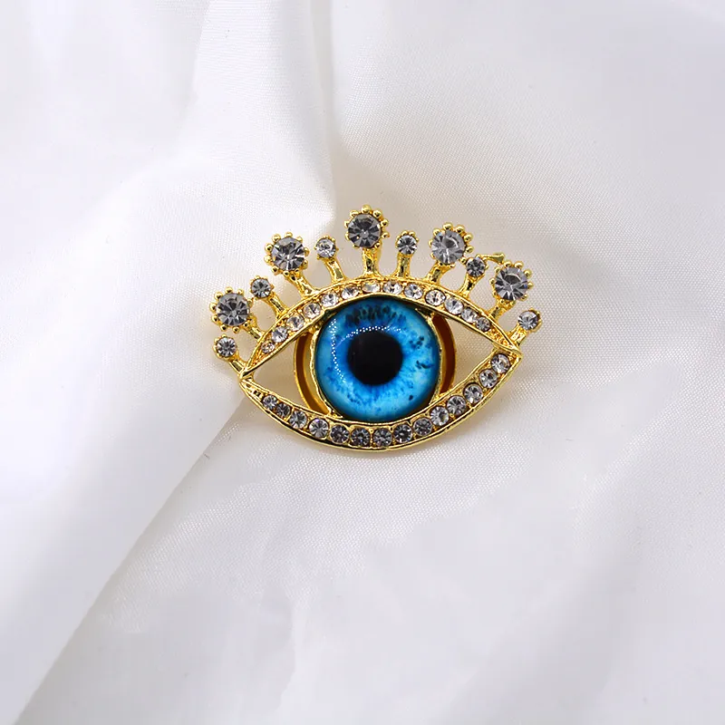Evil Eye Brooch Alloy Rhinestone Blue Crystal Eye Brooch Pin Unique Exaggerated Personality Accessory For Women