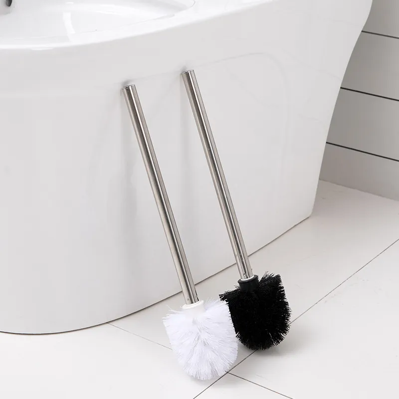 Scopino Per WC Con Manico In Acciaio Inossidabile Setole In Plastica Lunghe Pulizia Bagno Testa Rotonda