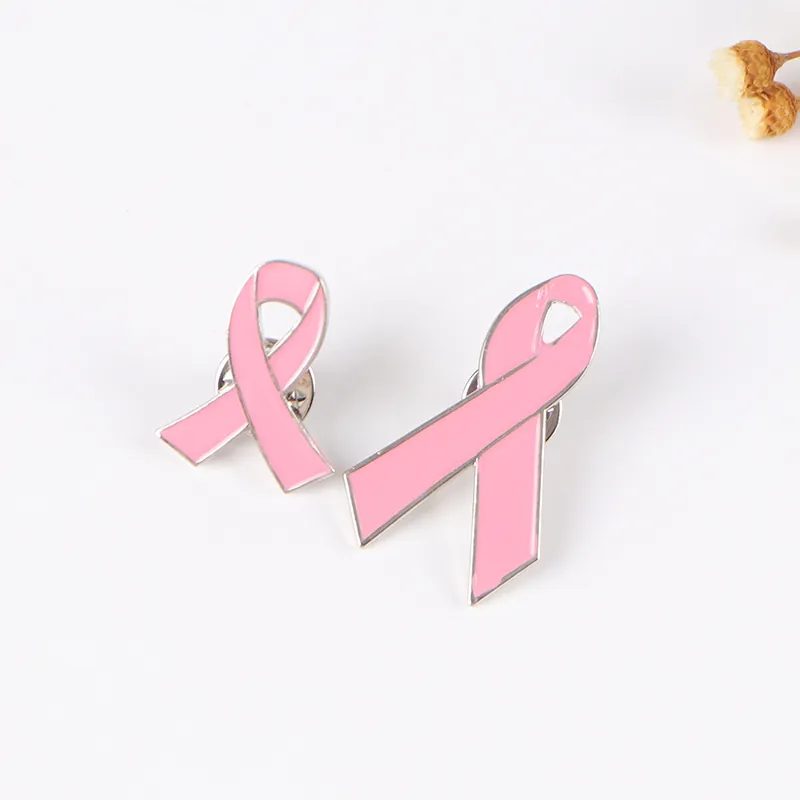 Pink Ribbon Brooch Pin Alloy Enamel Breast Cancer Awareness Charity Publicity Jewelry Badge