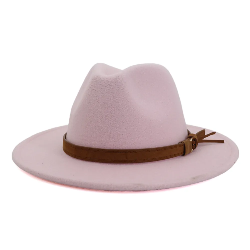 Fedora Hut Mit Breiter Krempe Baumwolle Polyester Filz Jazz Kappe Mit Gürtelschnalle Quaste Retro Elegant Verstellbar