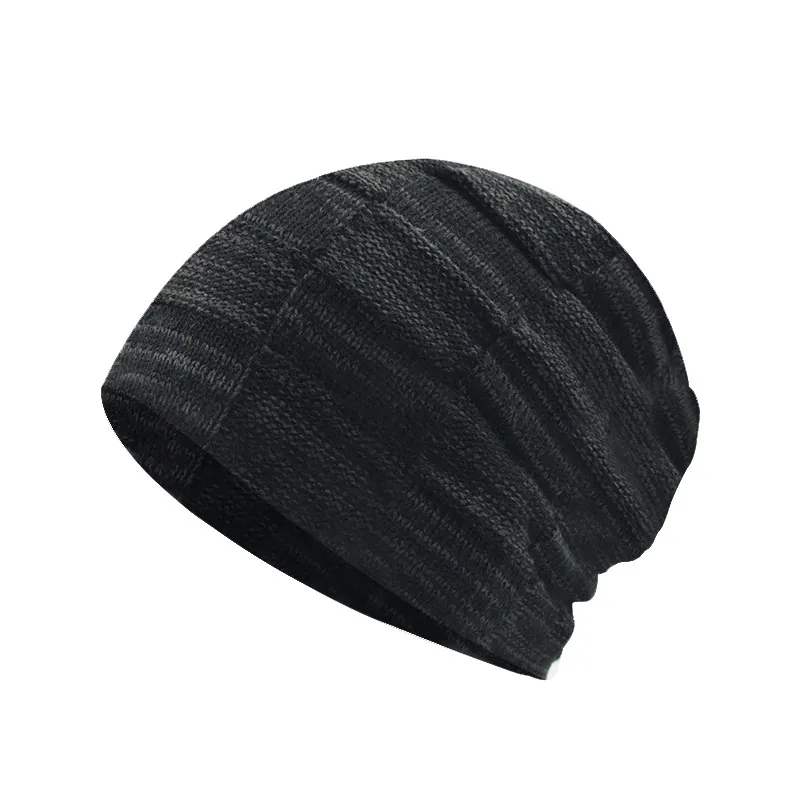 Winter Beanie Hat Ribbed Knit Chenille Fleece Lined Warm Thick Outdoor Slouchy Cap For Men Women Solid Color
