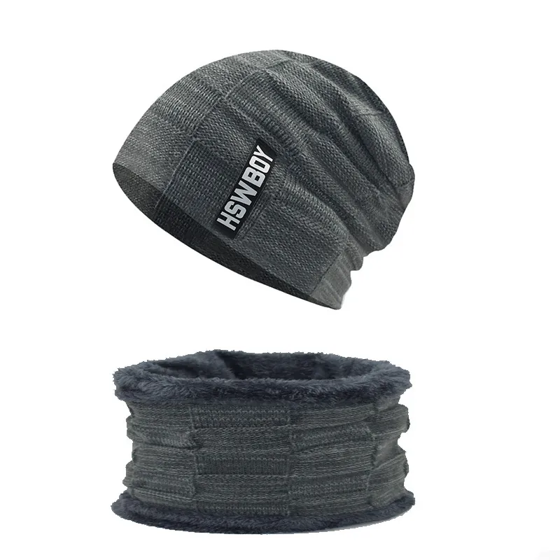 Winter Knitted Hat And Neck Warmer Chenille Thickened Fleece Lining Warm Windproof Thermal Unisex Men Women