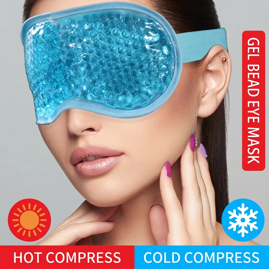 Gel Bead Eye Mask Cold Hot Compress Therapy Face Mask For Sleeping Fatigue Relief Dark Circles PVC Plush Back Reusable