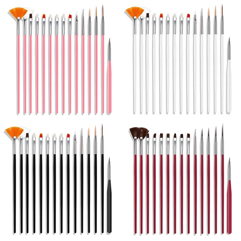Nail Art Brushes For Painting Drawing Dotting And Liner Design With Plastic Handle Synthetic Bristles Manicure Tools