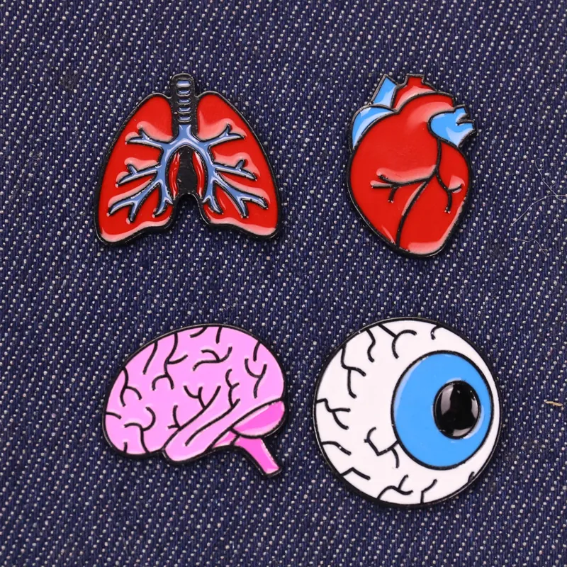Anatomy Organ Enamel Pin Brooch Alloy Brain Heart Lung Eye Medical Science Gift Novelty Jewelry For Doctors Nurses