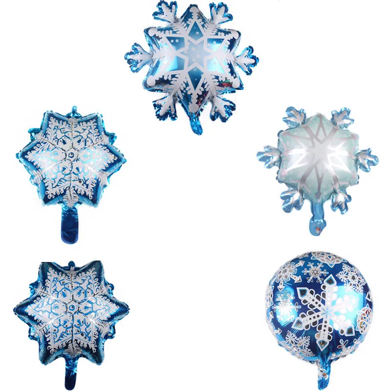 Snowflake Shape Aluminum Foil Balloon Metallic Mylar Balloons Winter Wonderland Christmas Party Birthday Decorations Festive Ornament