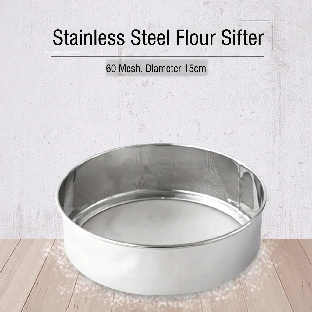 304 Stainless Steel Flour Sifter Fine Mesh Round Professional Sieve Baking Tool For Kitchen Cooking And Sifting