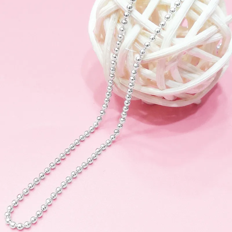 Collana a Catena con Sfere in Argento Sterling 925 Girocollo Minimalista con Maglie a Sfera Rotonde per Gioielli Moda Donna