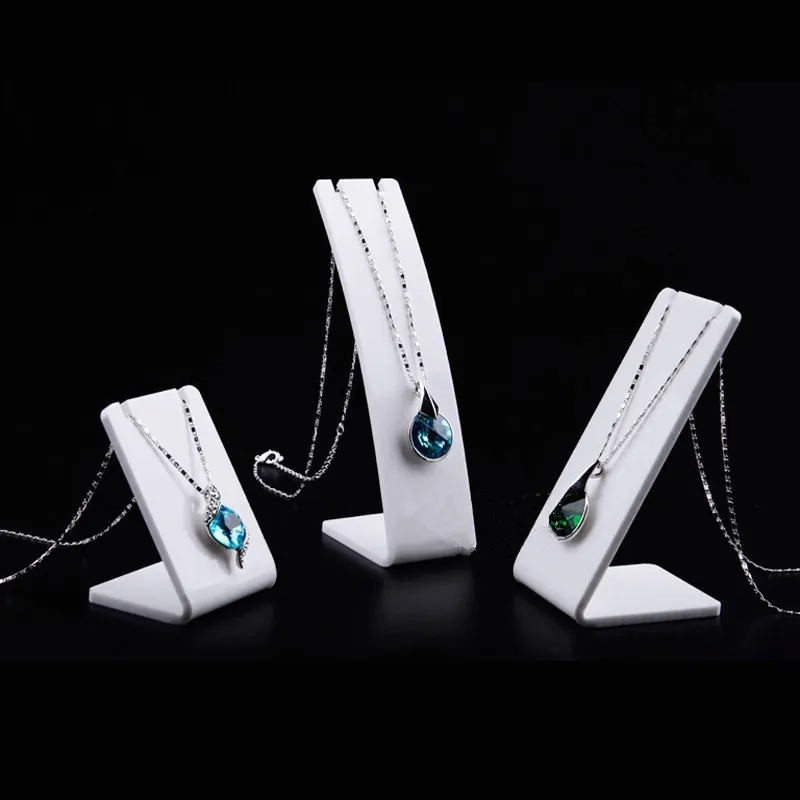 Acrylic Necklace Display Stand L-Shape Pendant Jewelry Holder Showcase Props For Shop Retail Counter