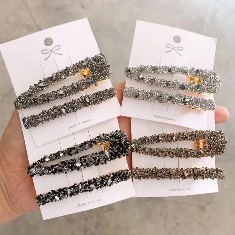 Barrettes à Cheveux Élégantes en Alliage de Strass Pinces BB Scintillantes Minimalistes Épingles à Cheveux Géométriques Accessoires de Coiffure à la Mode pour Femmes