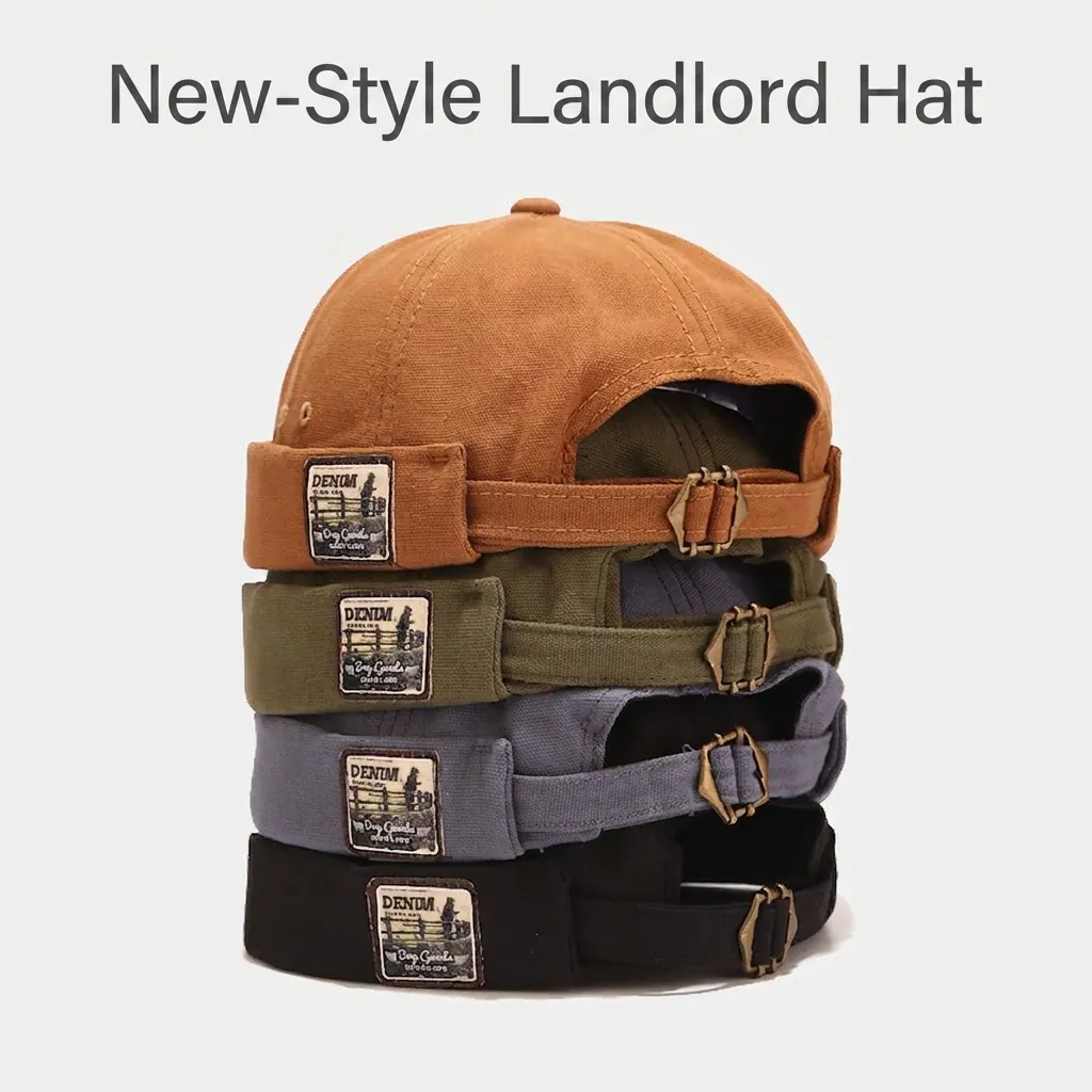 Retro Brimless Docker Hat Cotton Canvas Adjustable Miki Hat Streetwear Unisex Beanie Cap Vintage Solid Color