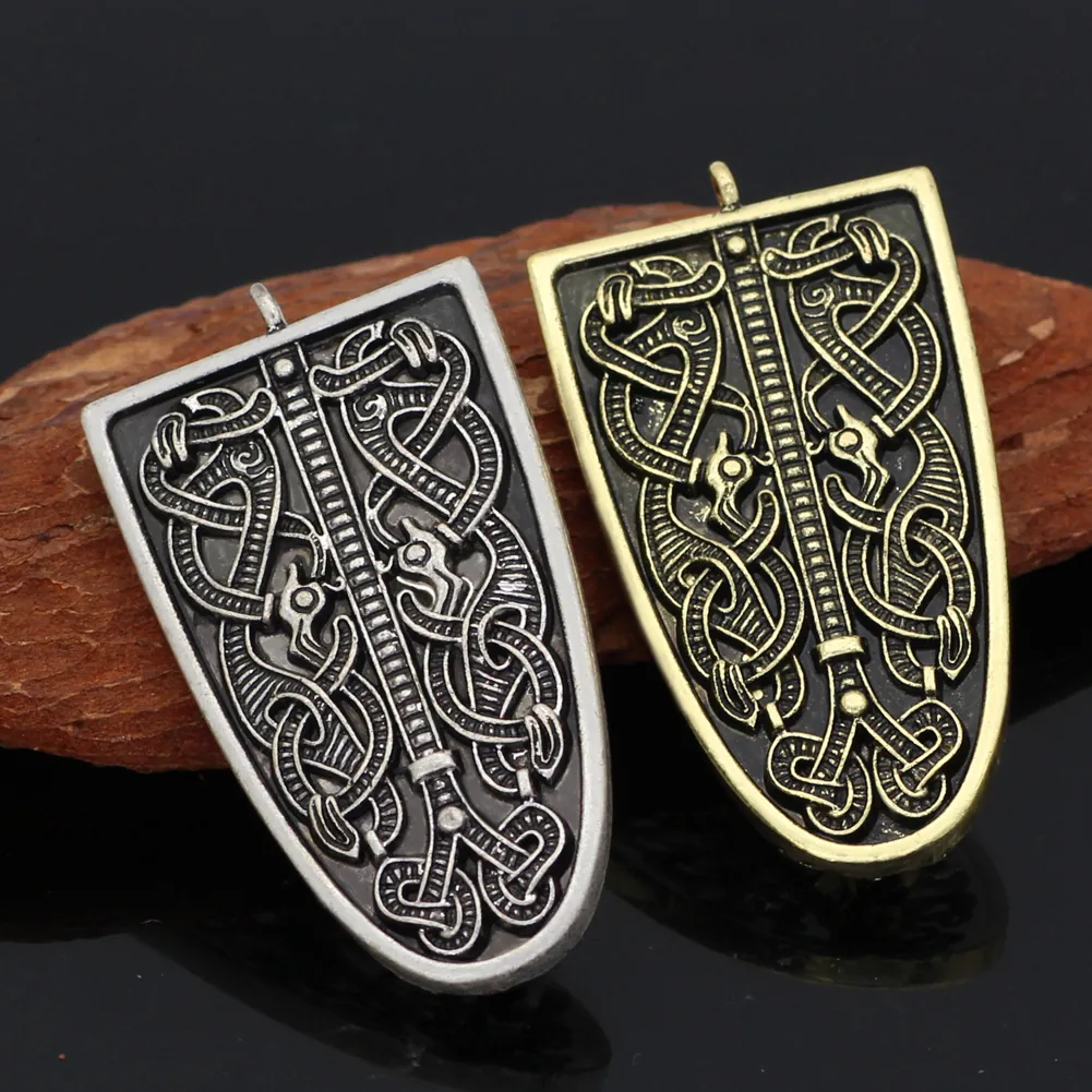Viking Rune Brooch Pendant Alloy Vintage Nordic Dragon Serpent Celtic Knot Jewelry For Men