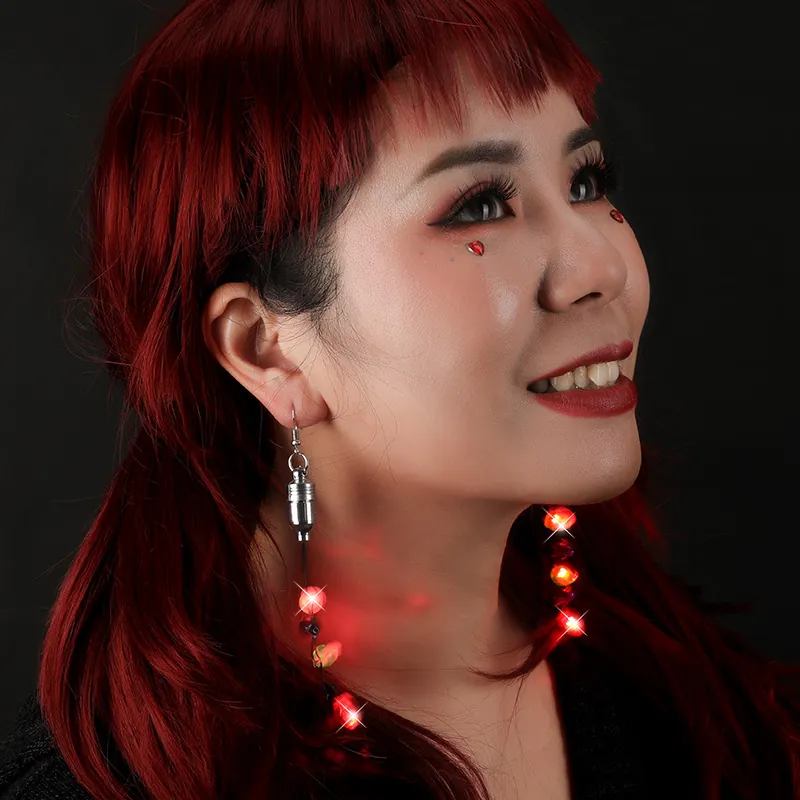 Light Up Christmas Bulb Earrings LED Colorful String Glow Jewelry For Holiday Party Plastic Alloy