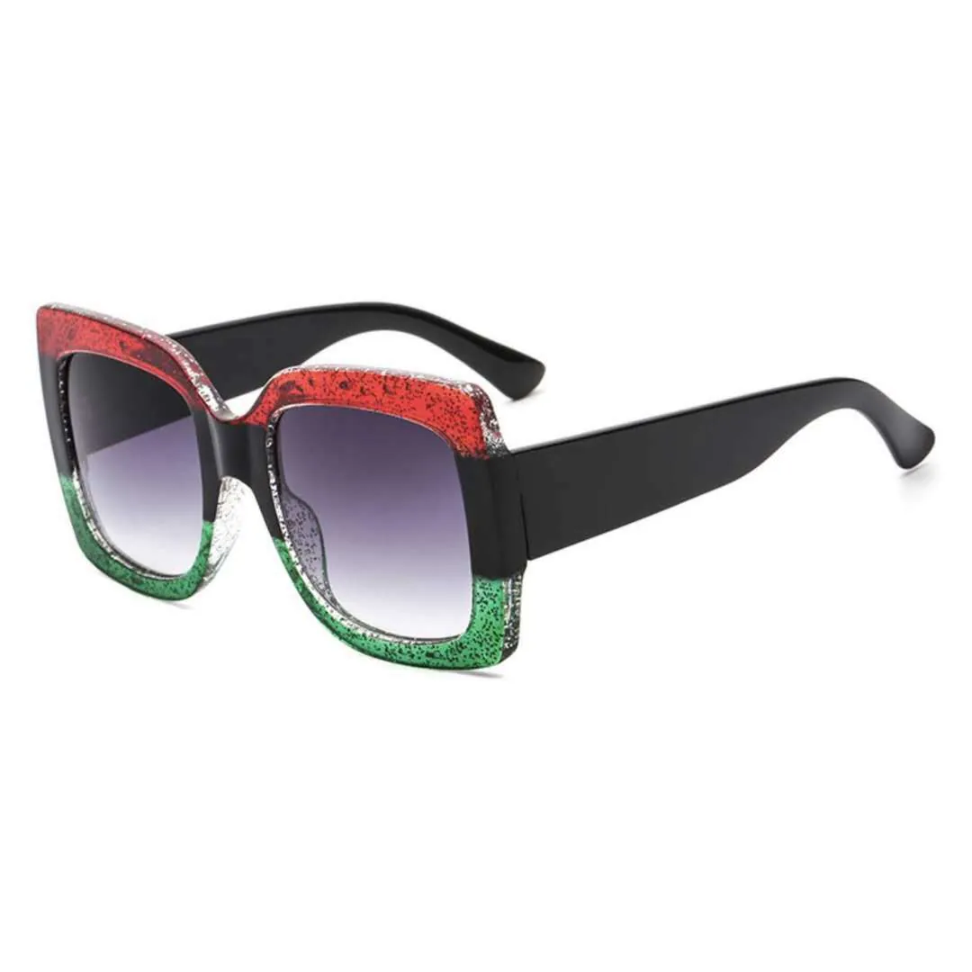 Lunettes De Soleil Carrées Surdimensionnées Rétro Monture PC Mode Verres Dégradés AC Protection UV400 Tendance Femme