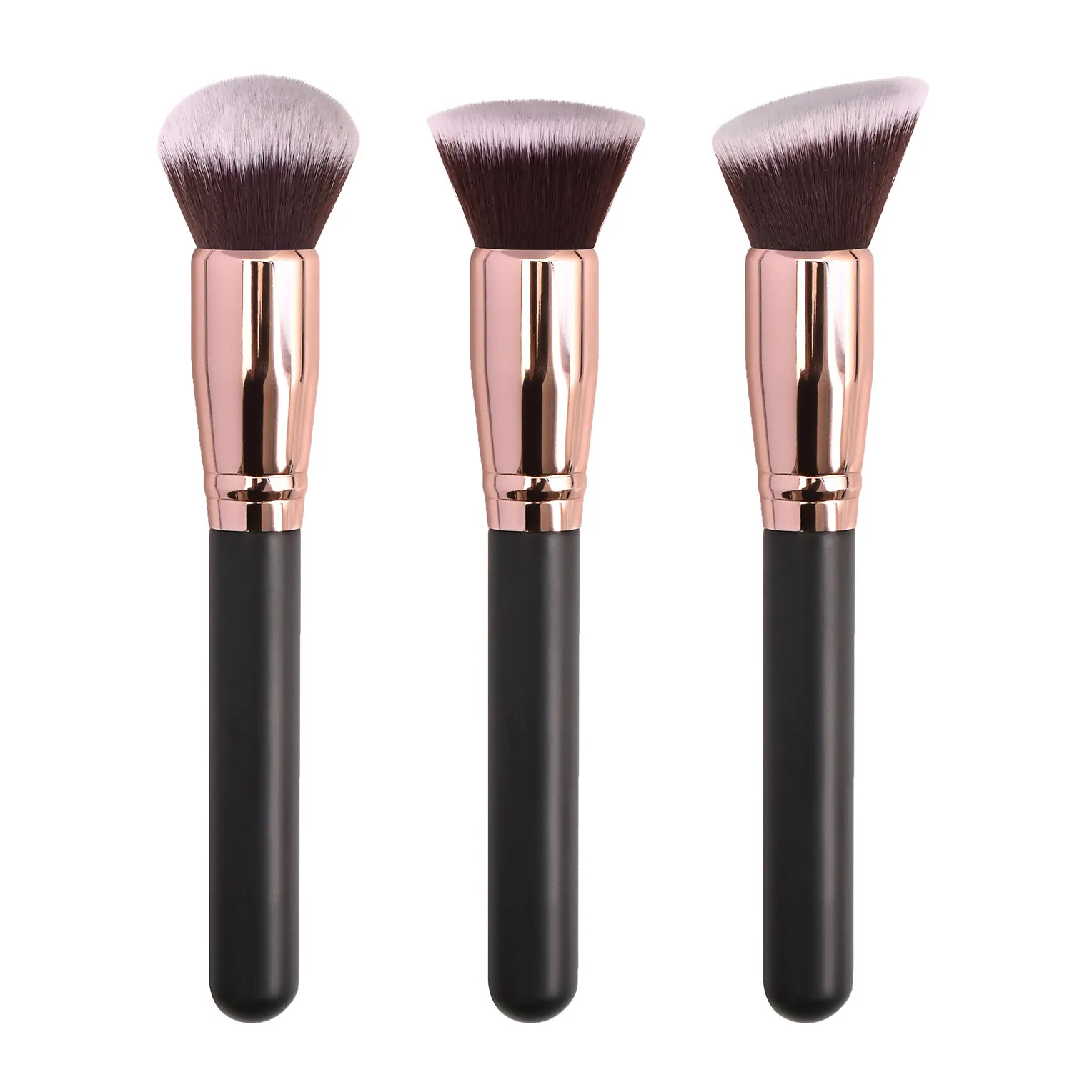Professional Foundation Brush Soft Synthetic Bristles Wood Handle Flat Top Angled Face Contour Blush Cosmetic Tool