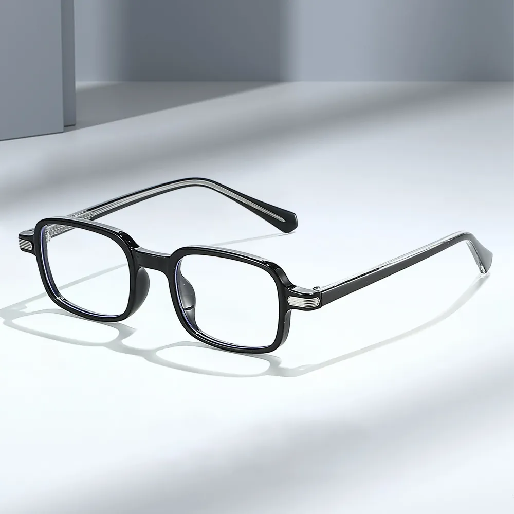 Square Anti Blue Light Glasses TR90 Lightweight Frame Retro Trendy Eyewear For Men Women With Spring Hinge Decorative