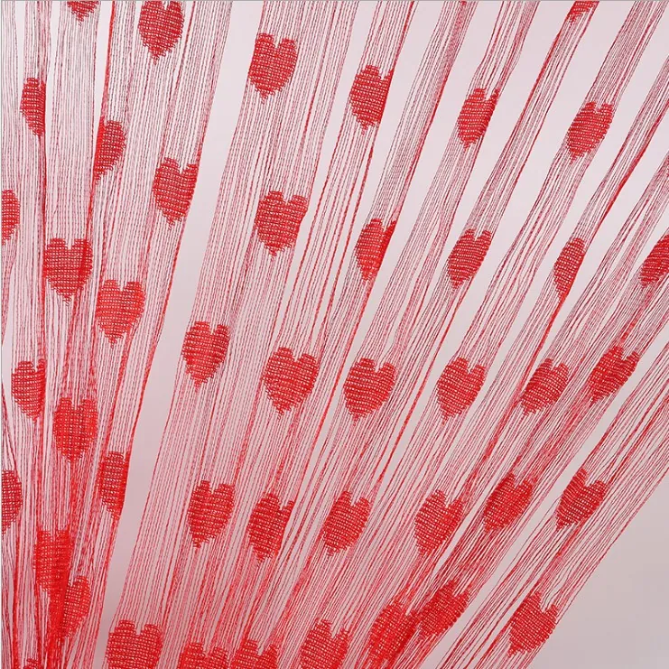 String Curtain Tassel Room Divider Heart Pattern Polyester Door Screen Decorative Drape Romantic Window Treatment