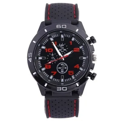 Montre Sport Quartz Homme Bracelet Silicone Mouvement Japonais Lumineux Analogique Décontracté Boîtier Plastique Rond
