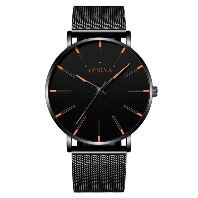 Reloj De Cuarzo Para Hombre Minimalista Fino Pantalla Analógica Negocios Informal Moda Caja Aleación Malla Cuero