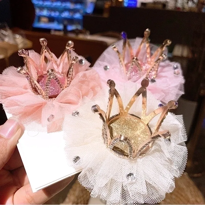 Molletta Per Capelli Corona Per Bambini Strass Rete Garza Principessa Lega Forcine Per Ragazze Carino