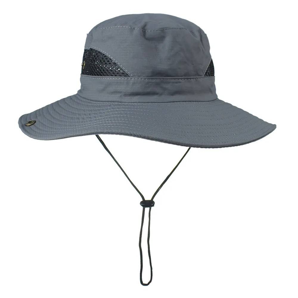 Cappello Da Sole All'aperto Rete Traspirante Asciugatura Rapida Pescatore Poliestere Protezione UV Corda Antivento Regolabile Pieghevole